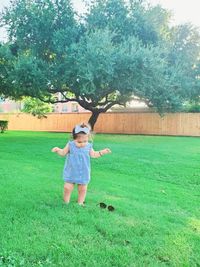 Boy playing on field