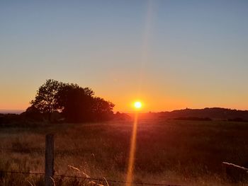 Scenic view of field against sky during sunset