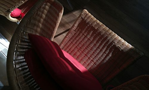 Close-up of red sofa