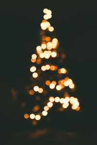 Defocused image of illuminated christmas tree at night