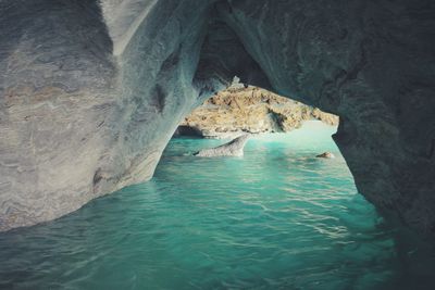 Scenic view of rock formation in sea