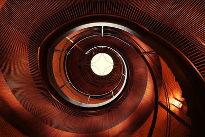 Directly below shot of spiral staircase in building