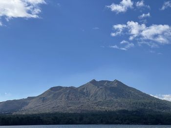 View of volcanic mountain against blue sky