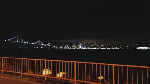 Bridge over river at night