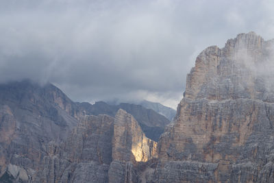 Scenic view of mountain against cloudy sky