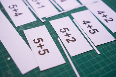 High angle view of text on paper