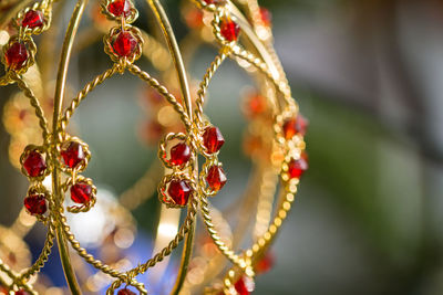 Close-up of heart shape decoration hanging outdoors