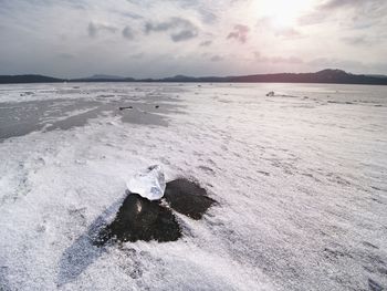 Scenic view of sea against sky during winter