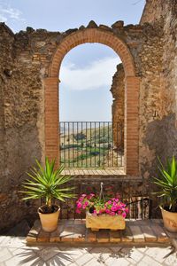 Panoramic view of a countryside from a small terrace in irsina, village in  basilicata , italy.