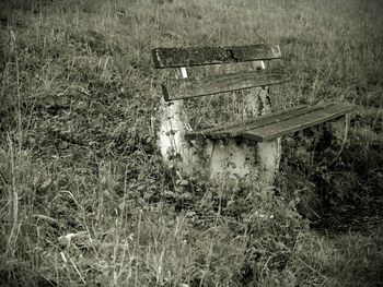 Old ruin on field