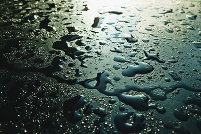 Full frame shot of raindrops on glass