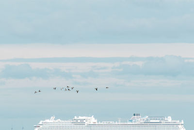 Low angle view of ship against sky