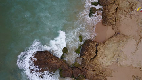 High angle view of waves in sea