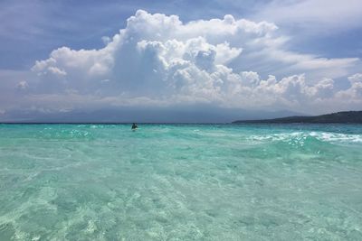 Scenic view of sea against cloudy sky