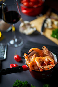 Close-up of food in plate on table