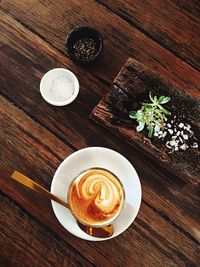 Directly above shot of a cup of cappuccino