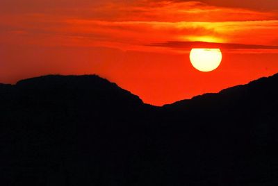 Scenic view of mountains at sunset