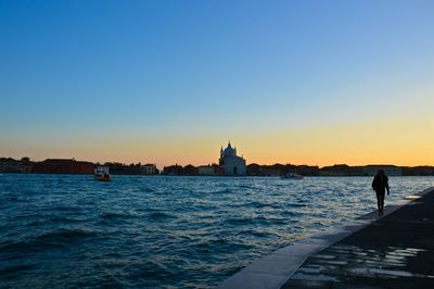 View of city at sunset