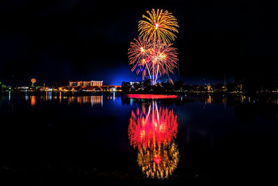 Firework display at night