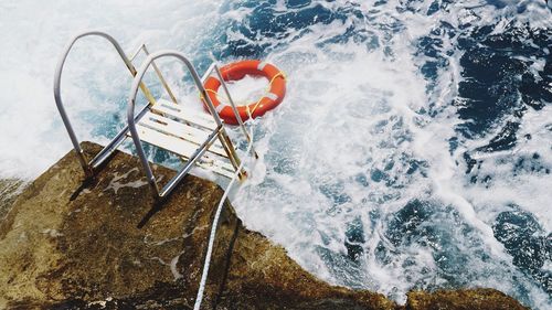 High angle view of water splashing in swimming pool