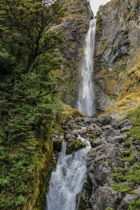 Scenic view of waterfall in forest