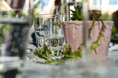 Close-up of wine glass on table