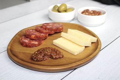 High angle view of breakfast on table