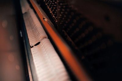 High angle view of piano keys