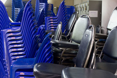 Close-up of empty chairs