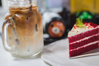 Close-up of cake on table