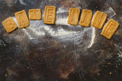 High angle view of food on table