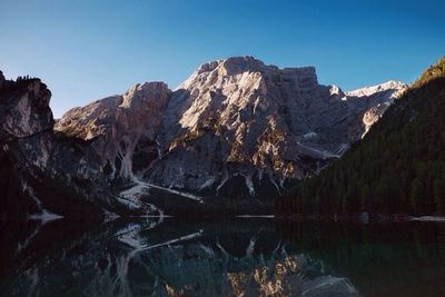 Scenic view of mountains against clear sky