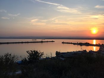 Scenic view of sunset over sea
