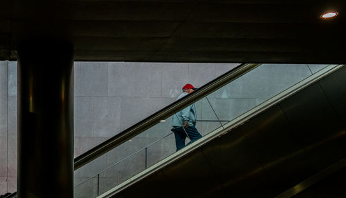 Man walking on staircase