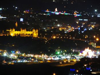 Illuminated cityscape at night