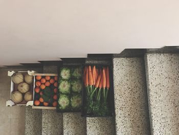 Various fruits and vegetables in crates