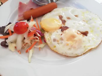 High angle view of breakfast in plate