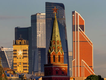 Low angle view of modern building against sky