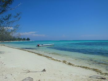 Scenic view of calm sea against blue sky