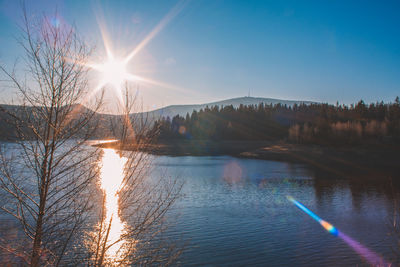 Scenic view of lake against sky