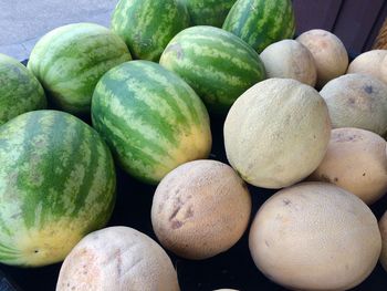 High angle view of fruits for sale at market stall