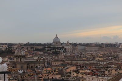 High angle view of townscape against sky in town