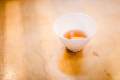 High angle view of tea on table