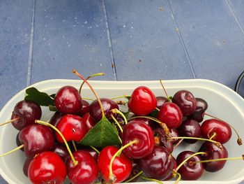 High angle view of fruits in bowl