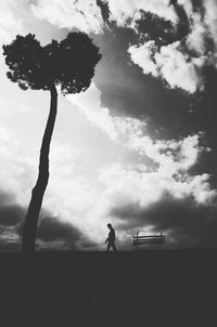 Silhouette of trees against cloudy sky