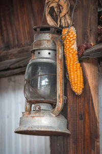 Close-up of bread hanging in kitchen