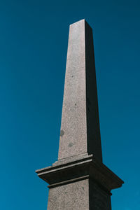 Low angle view of tower against clear blue sky