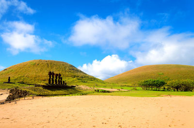 Scenic view of landscape against cloudy sky