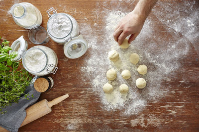 High angle view of cookies on table