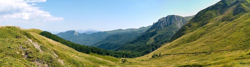 Panoramic view of mountains against sky